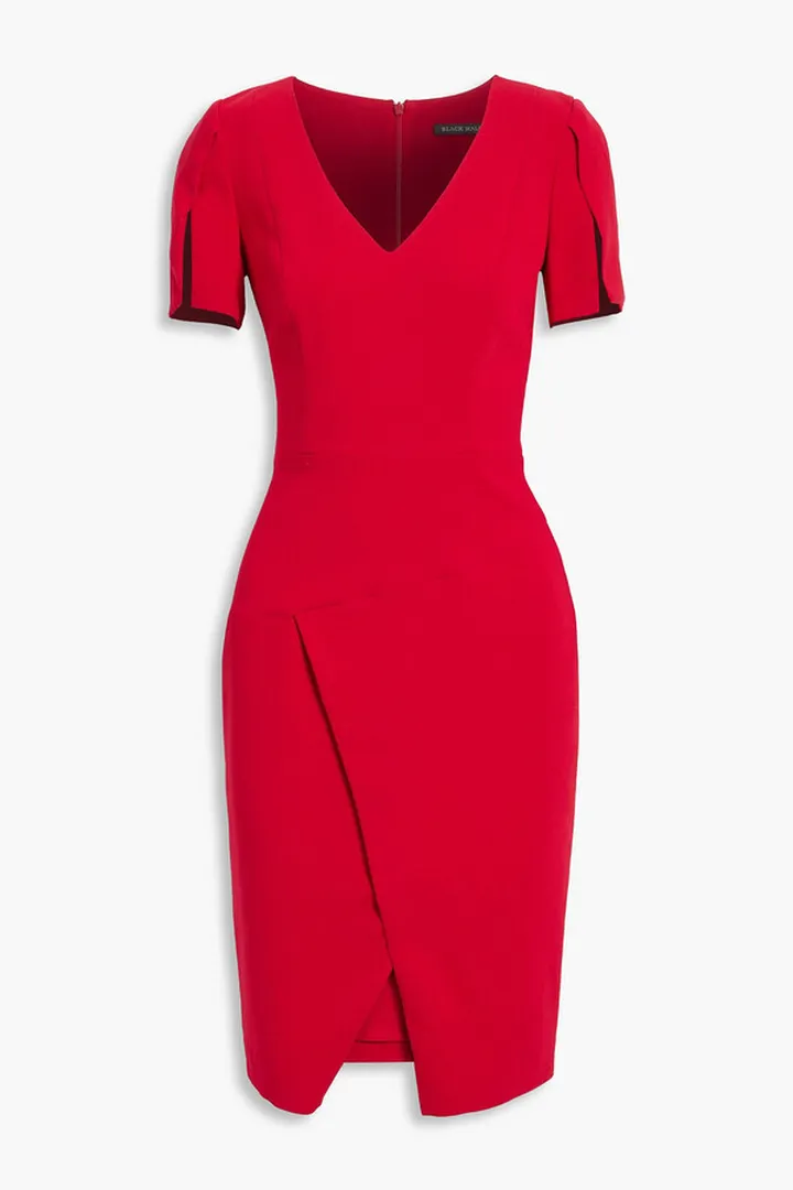 Wrap-effect stretch-knit dress