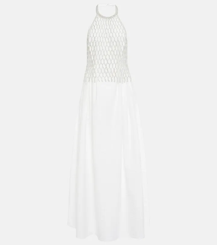 Embellished cotton-blend gown