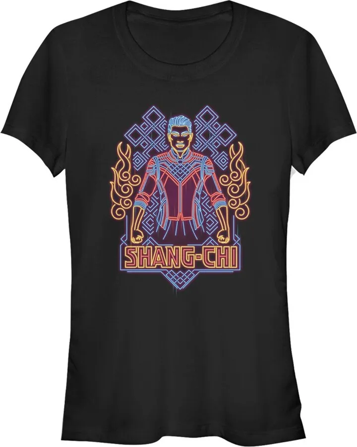 Junior's Shang-Chi and the Legend of the Ten Rings Neon Design T-Shirt - Black - Small