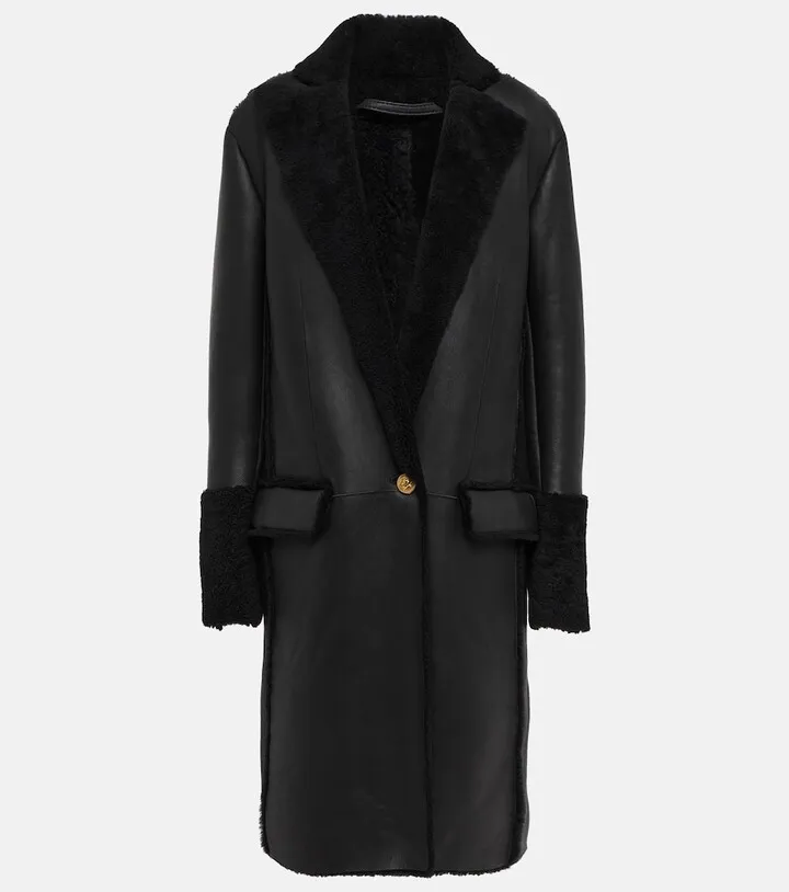 Leather and shearling coat