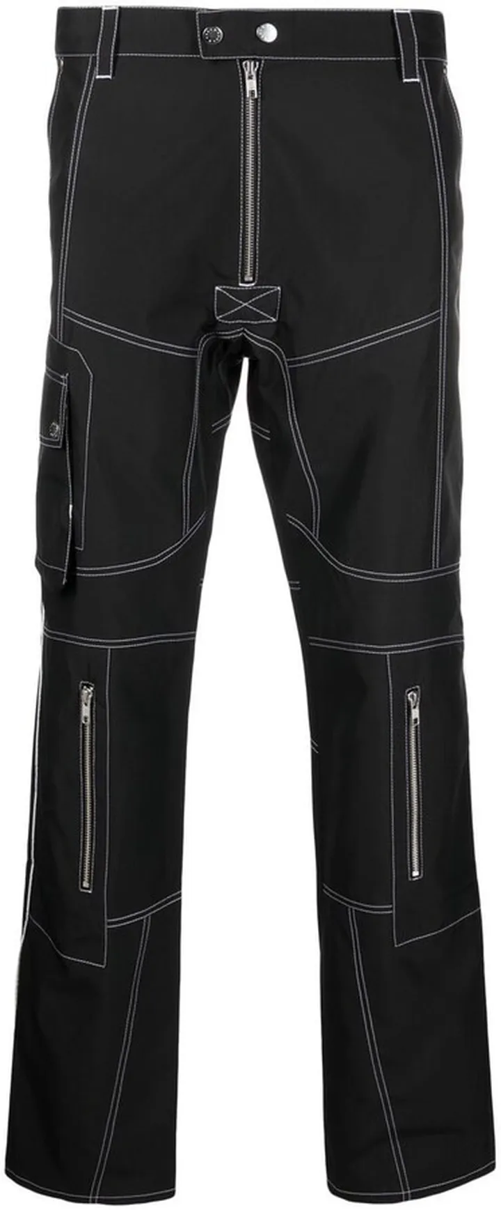 Contrast-Stitching Straight-Leg Trousers
