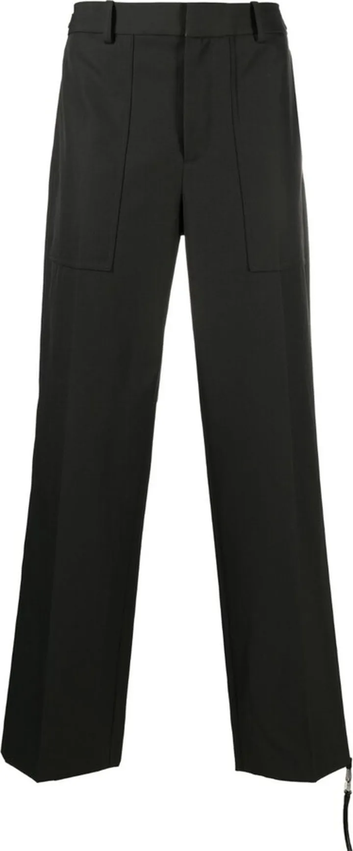 Green Straight-Leg Tailored Trousers