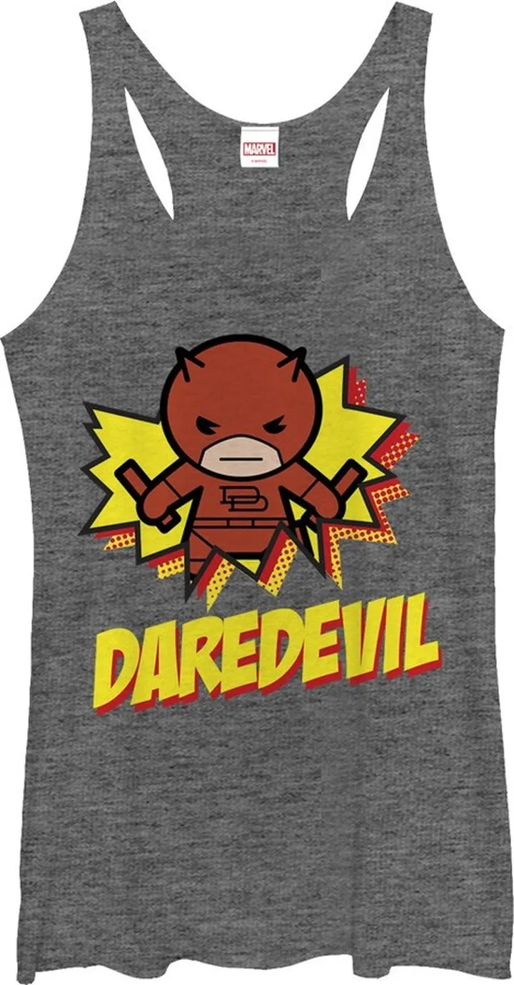 Women's Marvel Daredevil Cartoon Racerback Tank Top - Gray Heather - Large