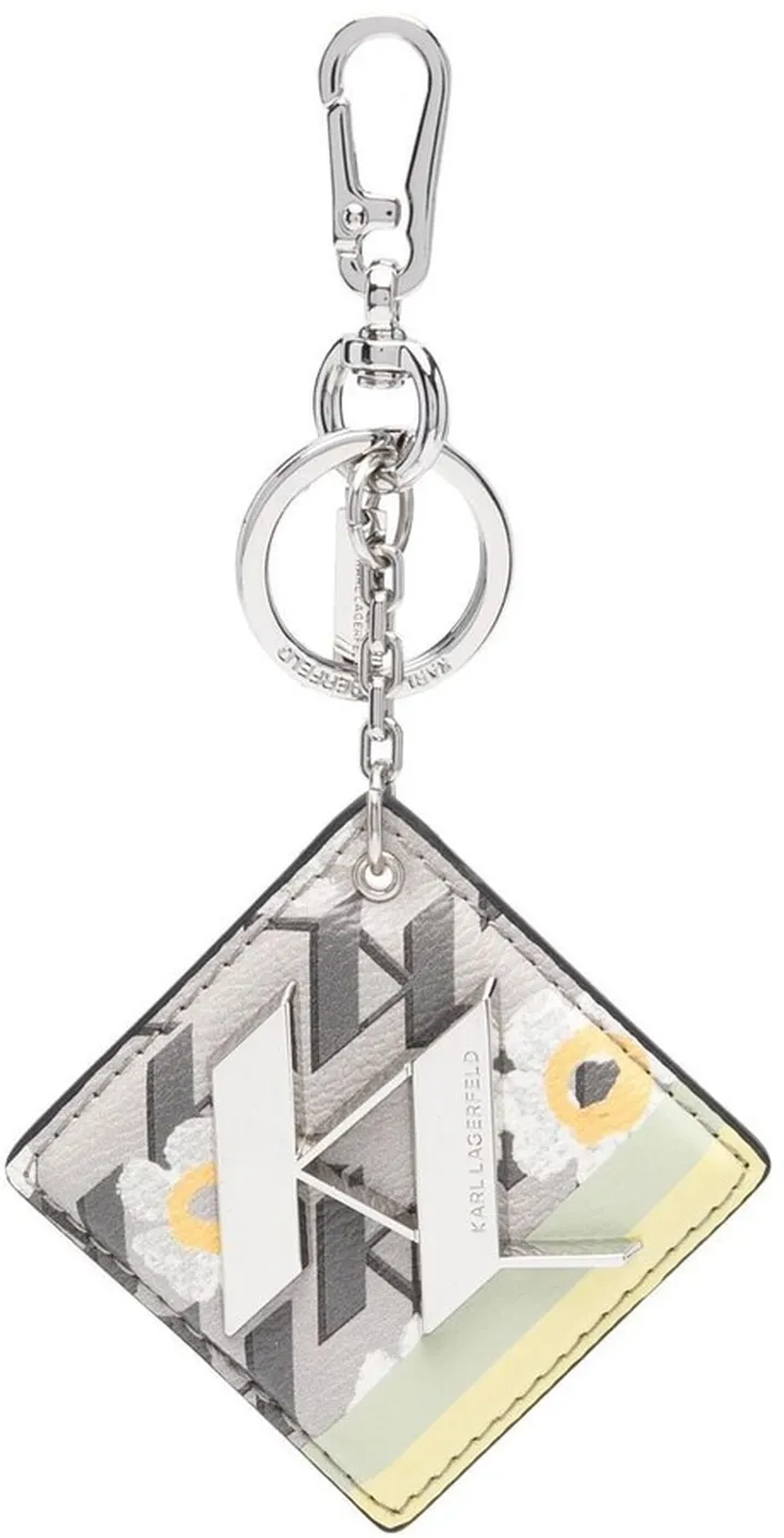 Floral-Print Monogram Keychain