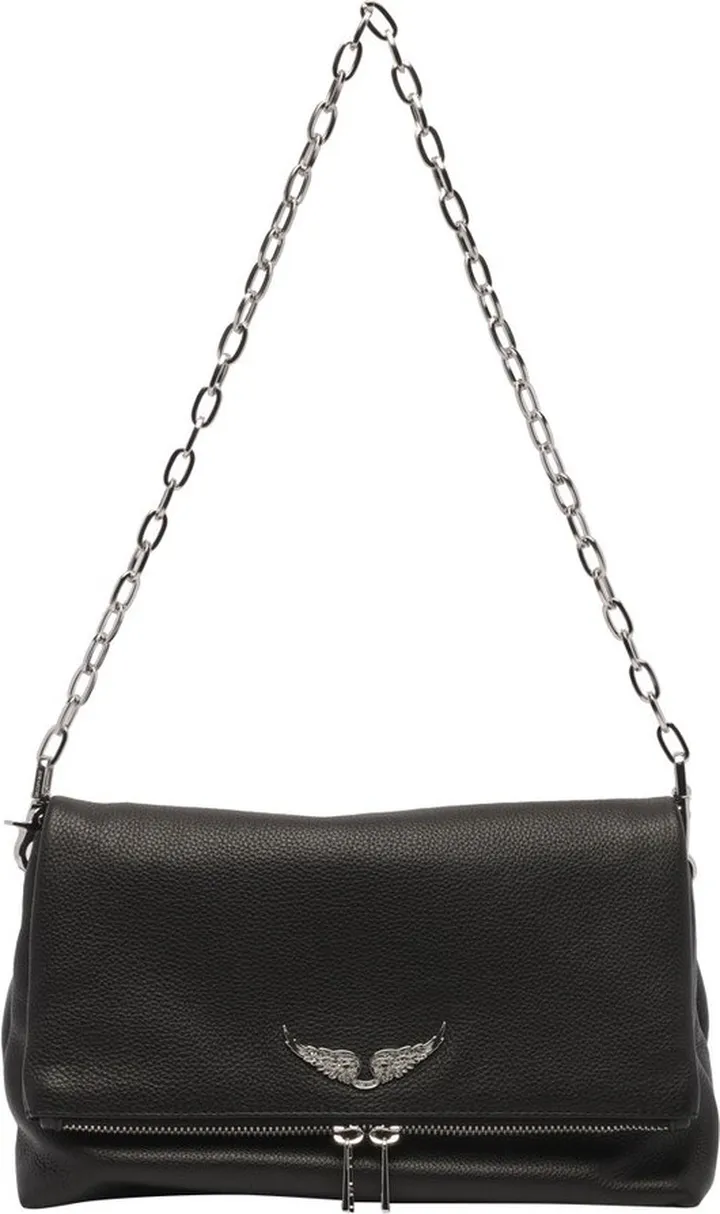 Zadig & Voltaire Embellished Logo Foldover Shoulder Bag