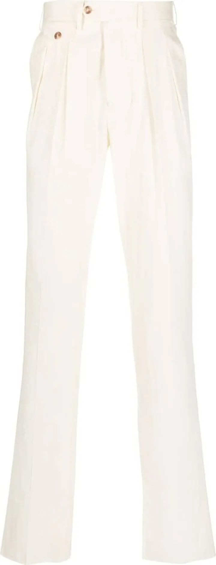 Pleat-Detail Straight-Leg Trousers