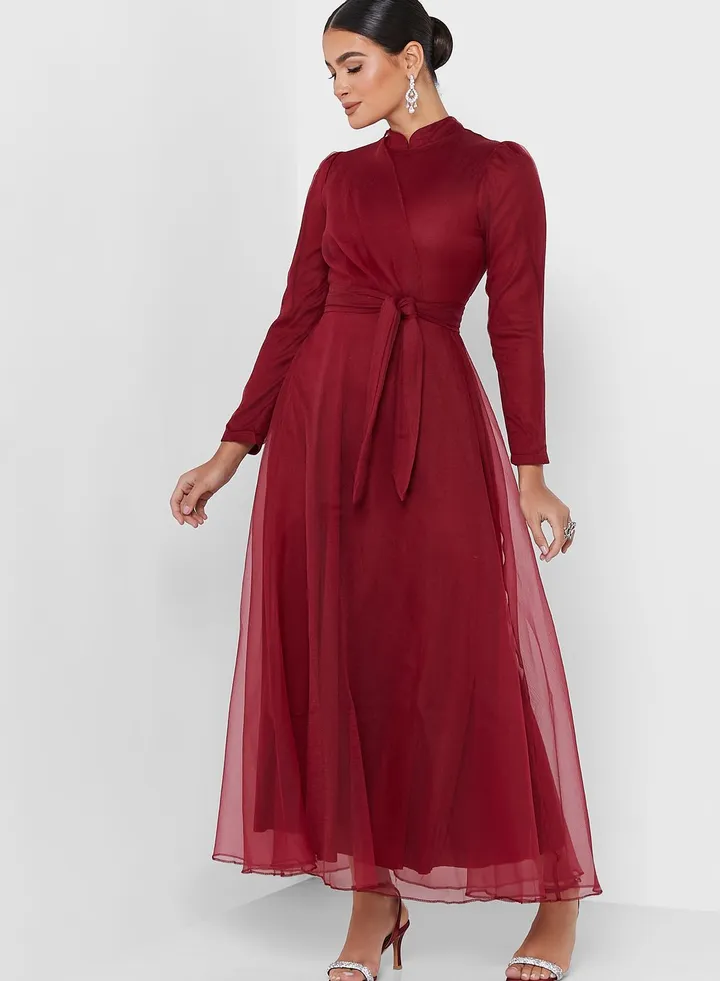 Ruched Detail Tulle Dress