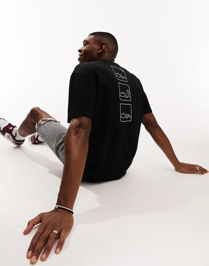 ASOS DESIGN relaxed t-shirt in black with outdoor line back print