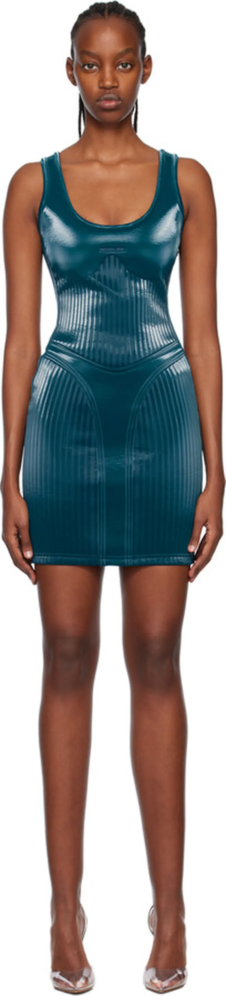 Mugler Blue Embossed Minidress