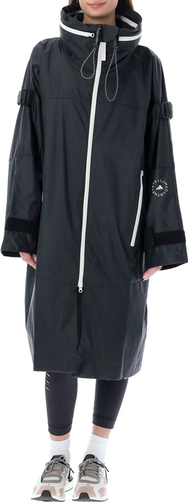 Black Nylon Long Raincoat By Adidas By Stella Mccartney. Featurin