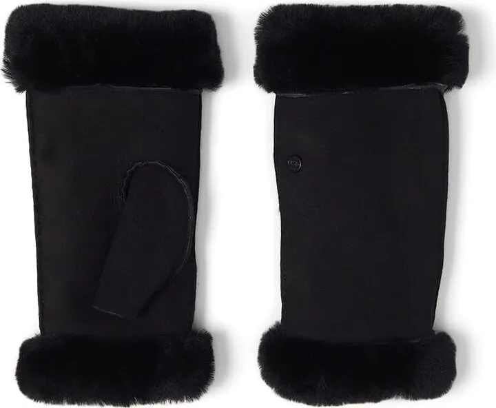 UGG Water Resistant Sheepskin Fingerless Gloves (Black) Extreme Cold Weather Gloves