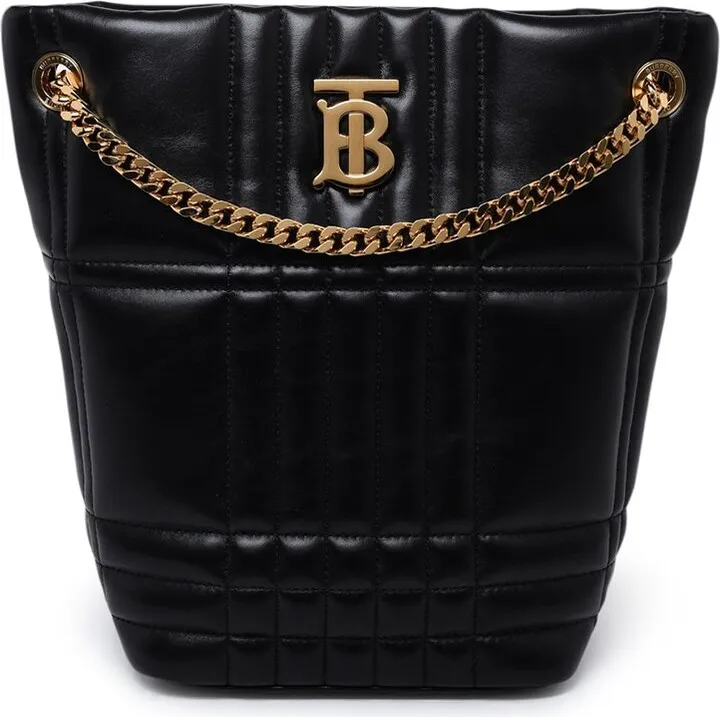 Burberry Logo Plaque Quilted Bucket Bag