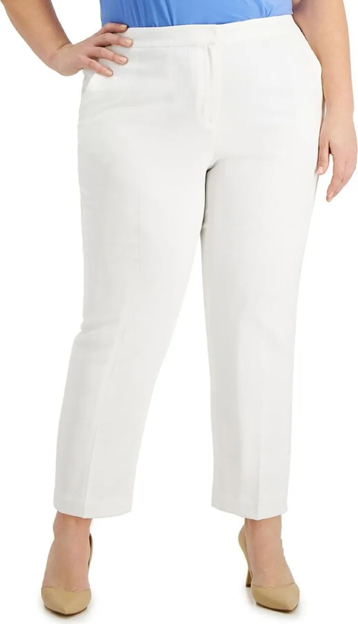 Plus Womens Stretch Mid Rise Dress Pants