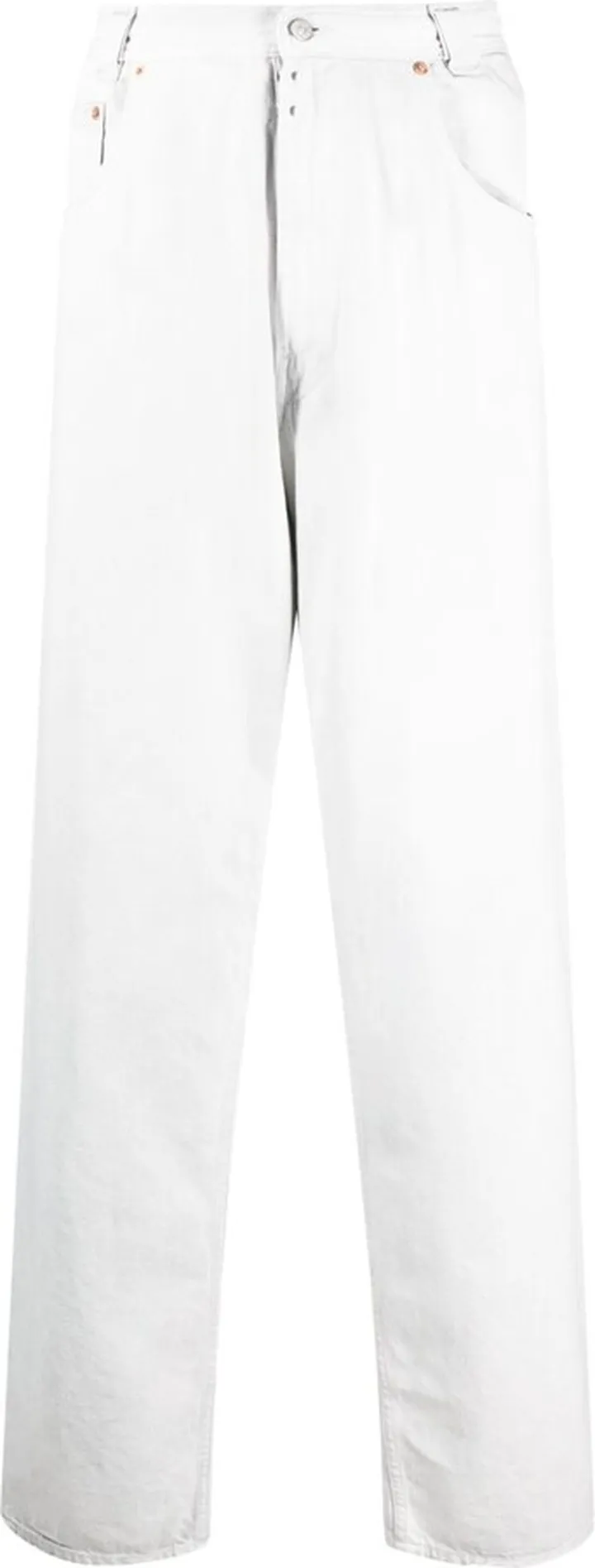 White Mid-Rise Wide-Leg Jeans