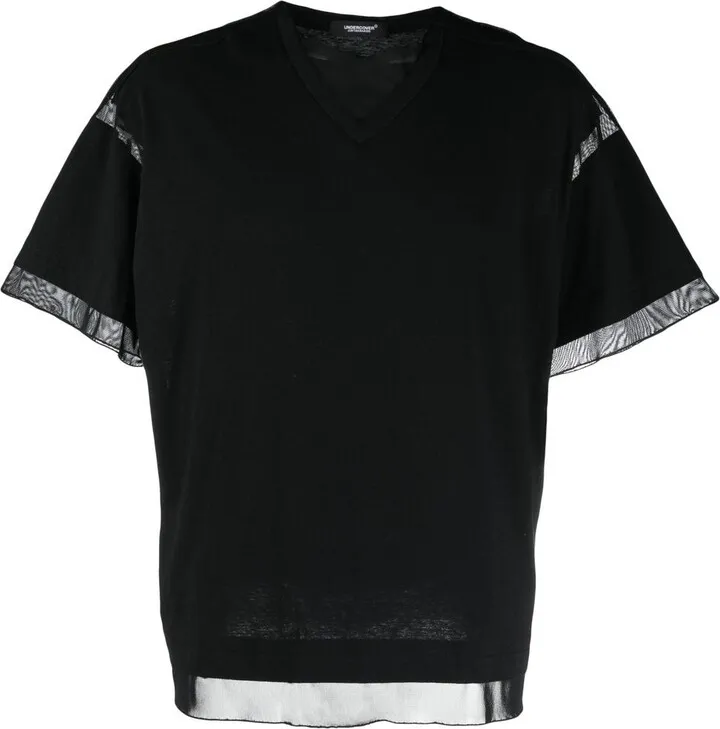 mesh-panel crew-neck T-shirt