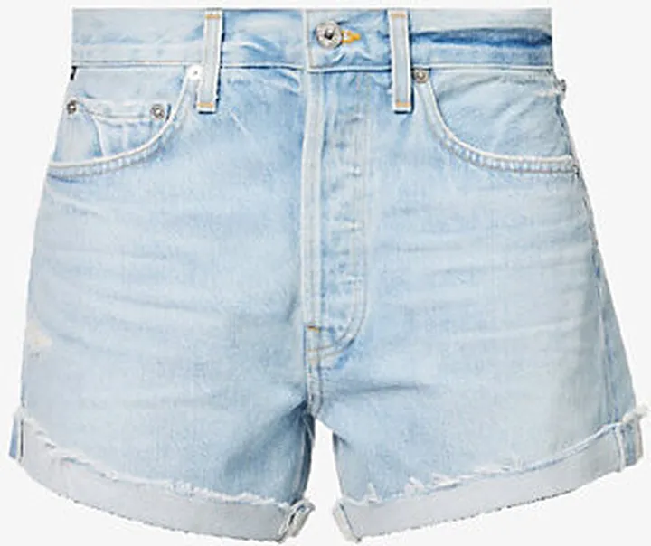 Womens Hermosa (lt Indigo) Annabelle High-rise Organic-denim Shorts