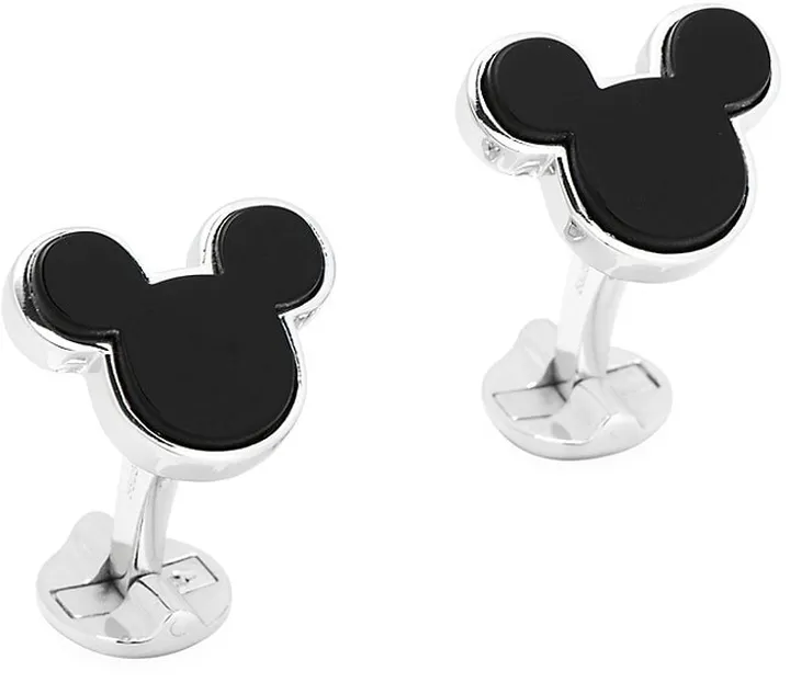 Disney Sterling Silver and Onyx Mickey Mouse Cufflinks