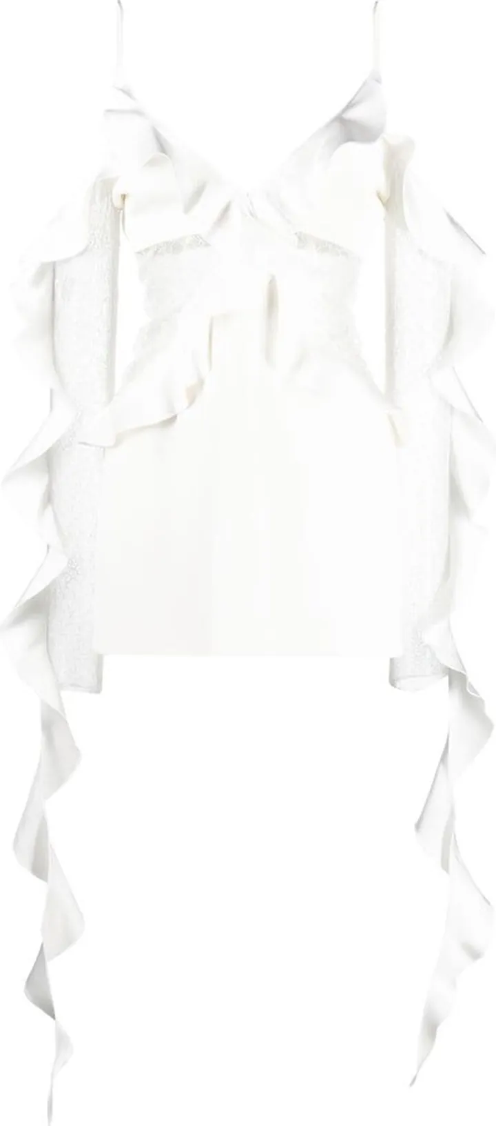 Lace-Panelled Ruffle Mini Dress