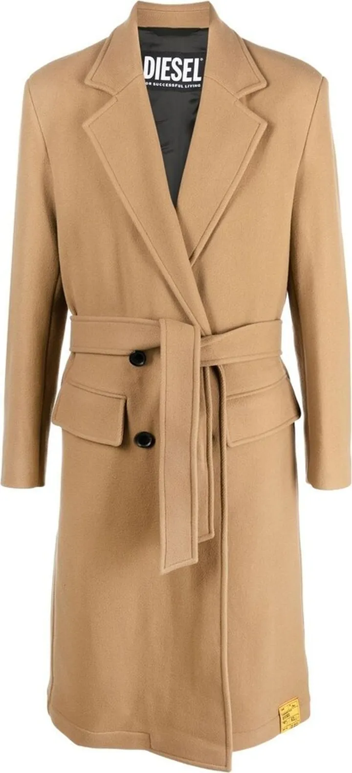 Tie-Waist Wool-Blend Coat