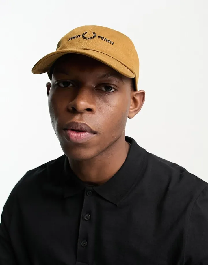 Fred Perry large logo cap in tan