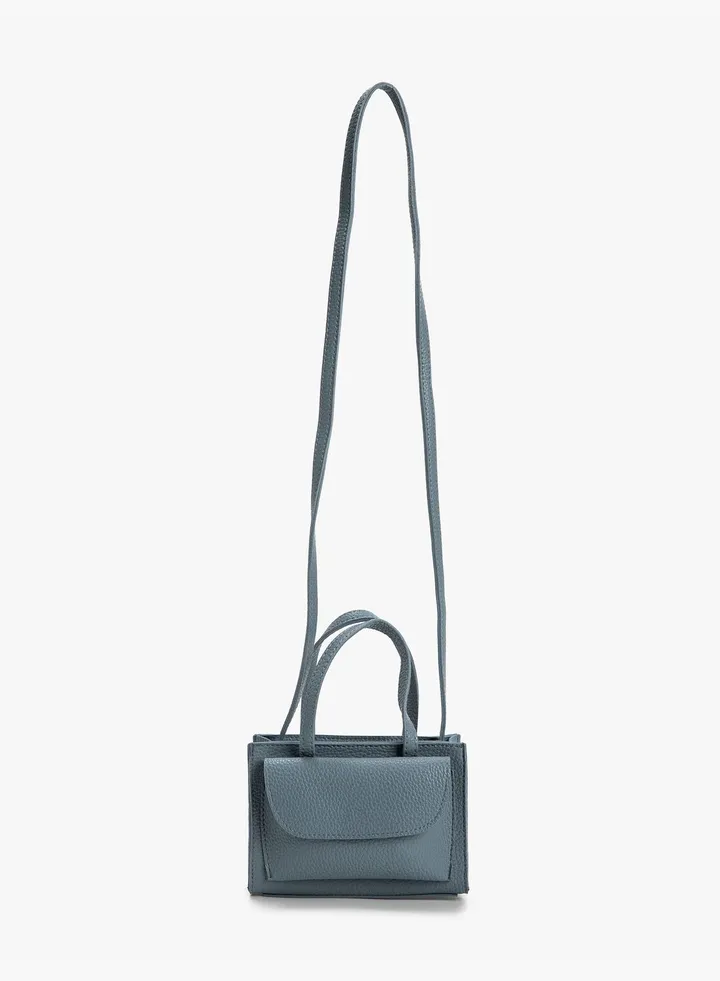 Pocket Detail Faux Leather Tote Small Bag