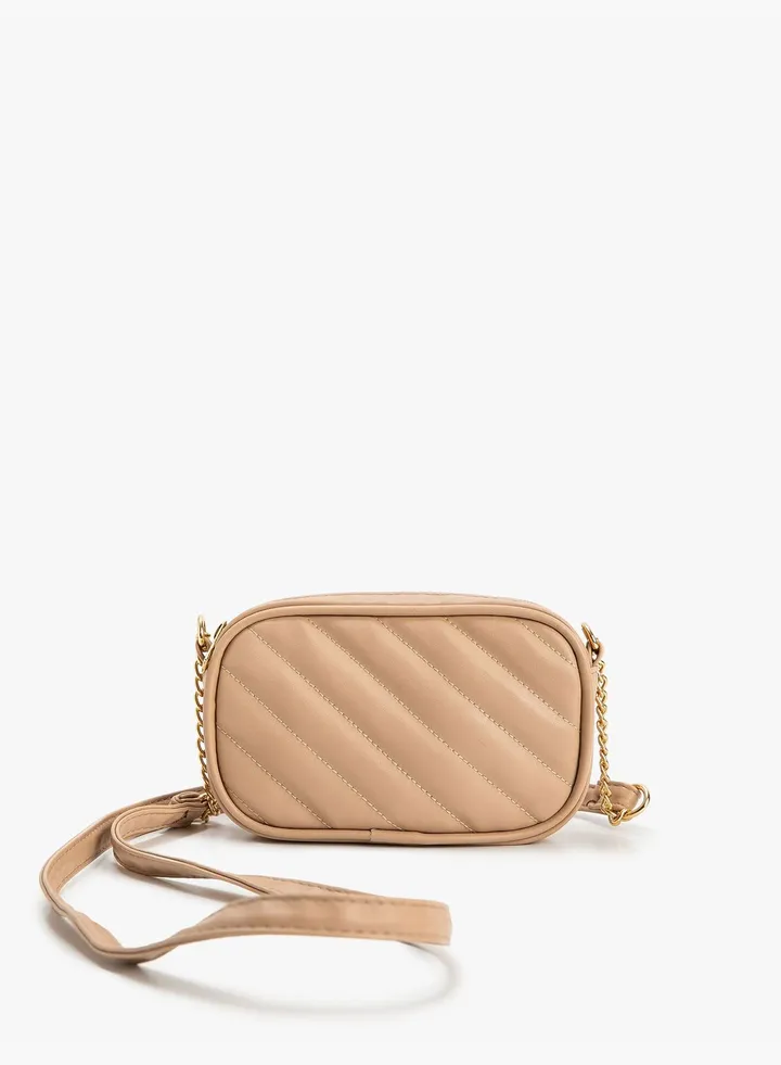 Strappy Zipper Detail Quilted Cross Bag