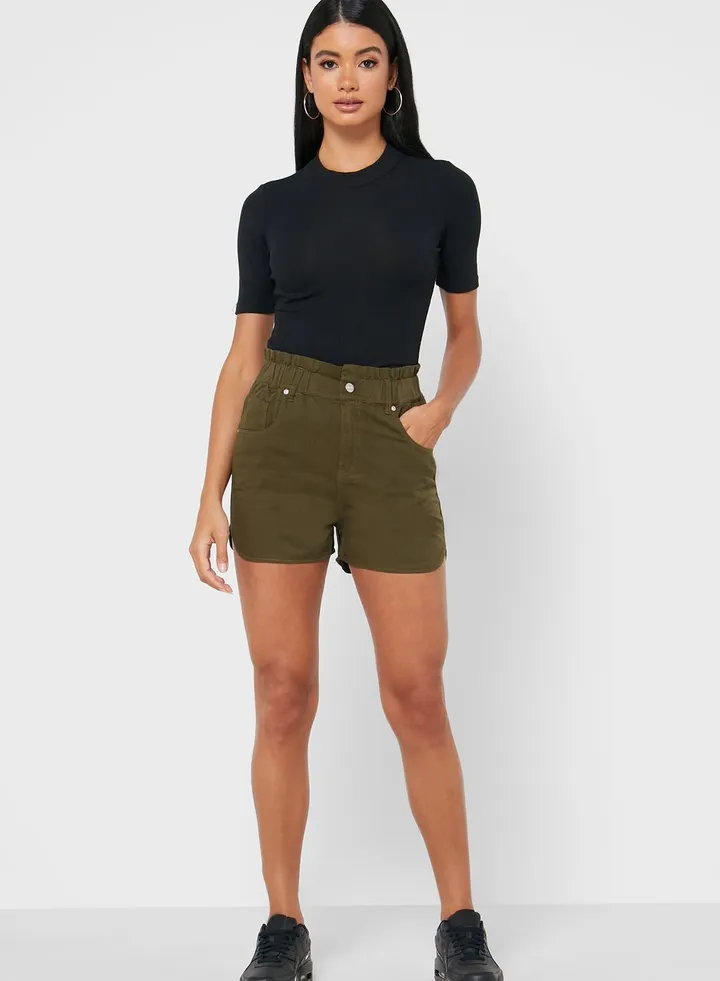 Paperbag Waist Denim Shorts