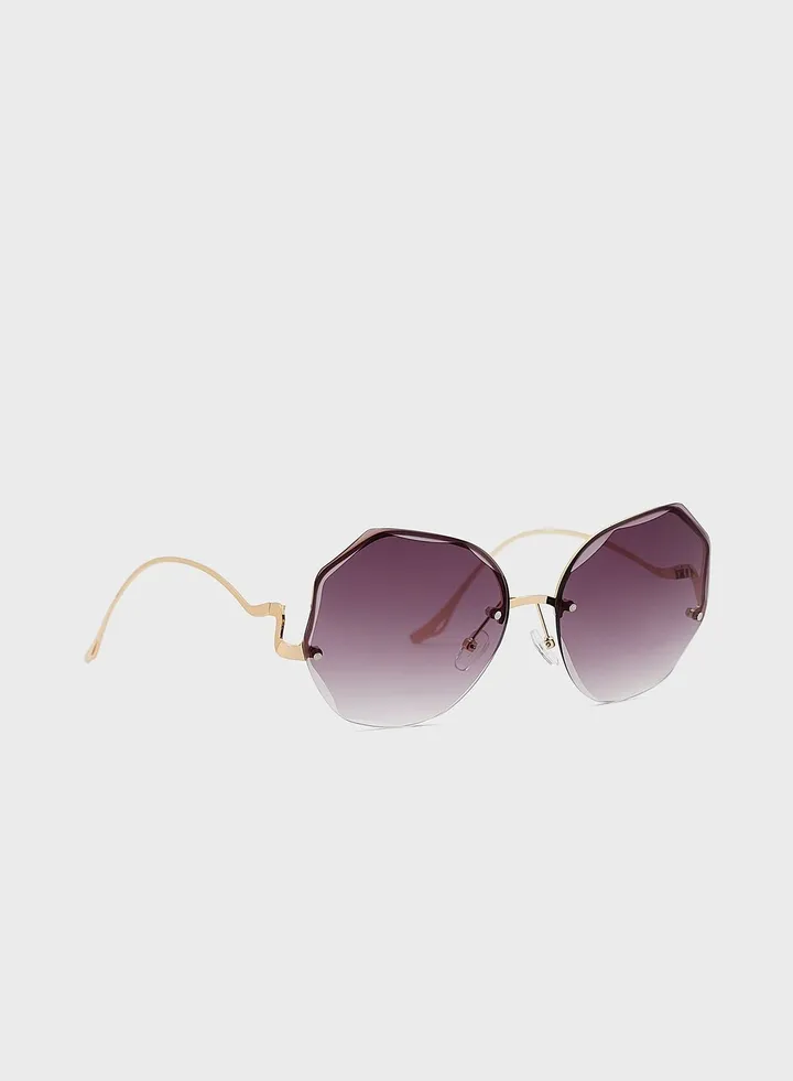 Curved Arm Oversized Sunglasses