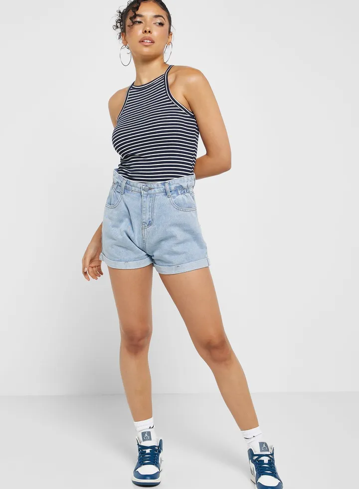 Paperbag Denim Shorts