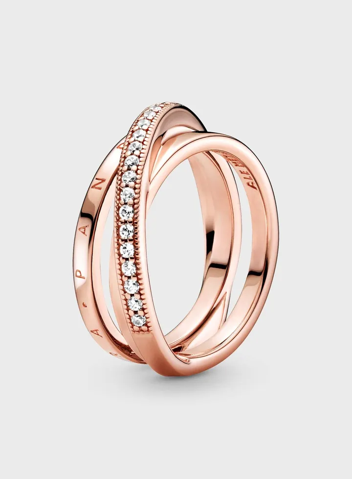Crossover Pavé Triple Band Ring