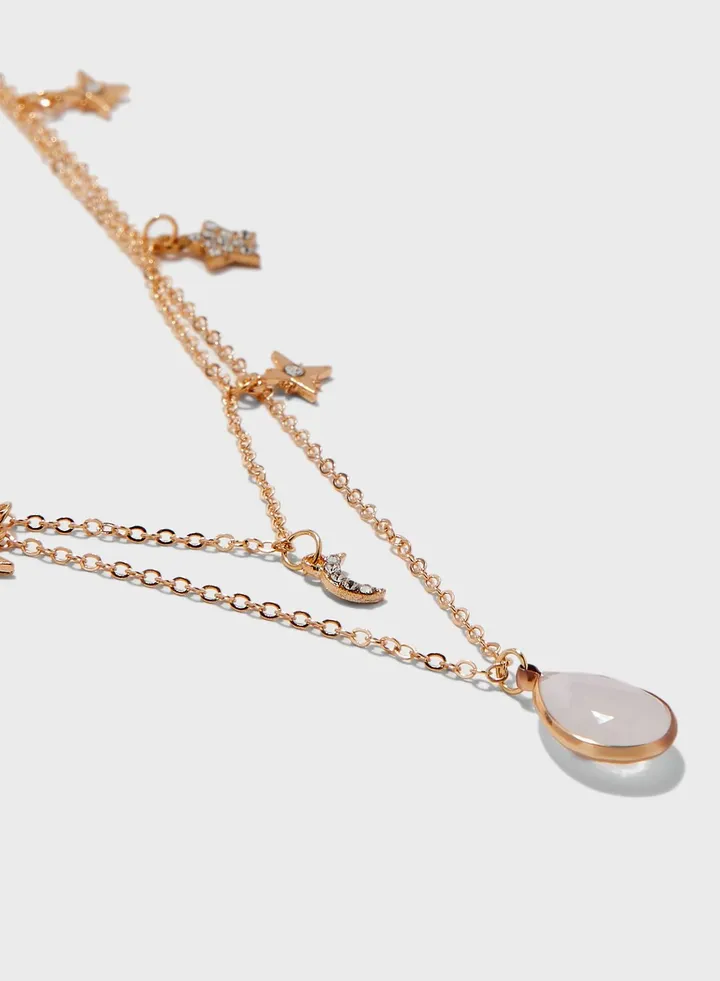 Double Layer Star And Moon Necklace
