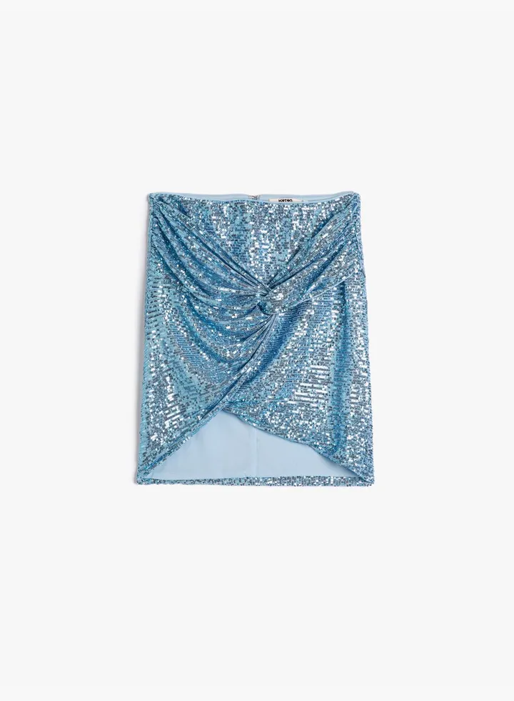 Draped Sequined Mini Skirt