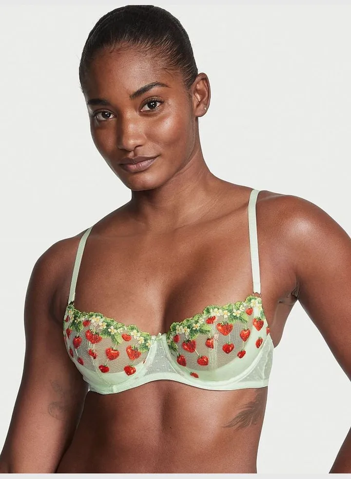 Wicked Unlined Strawberry Embroidery Balconette Bra