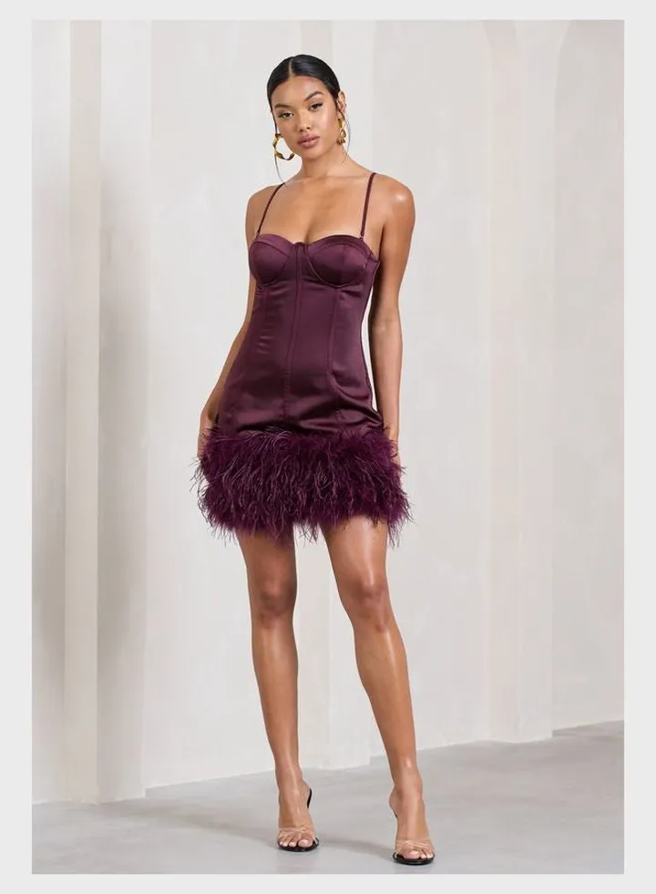 Plunge Neck Ruffle Dress