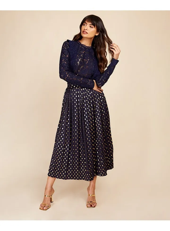 Little Mistress Navy Lace Top