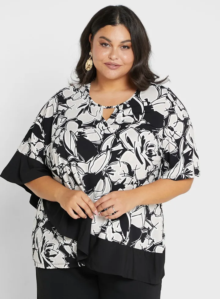 Cape Sleeve V-Neck Top