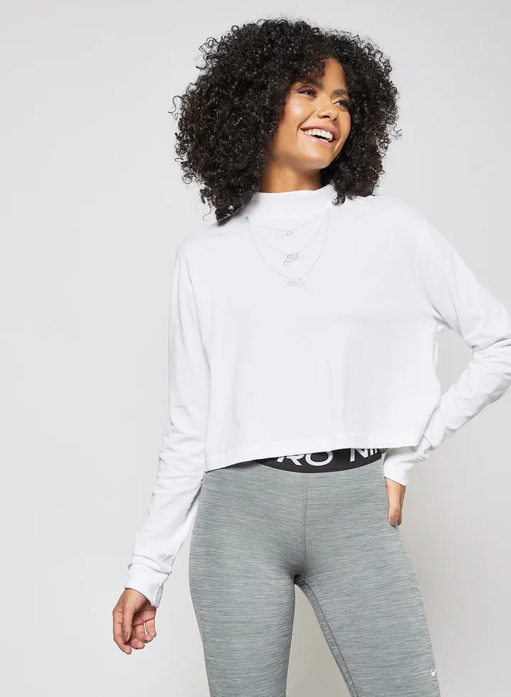 NSW Long Sleeve Mock Neck T-Shirt White