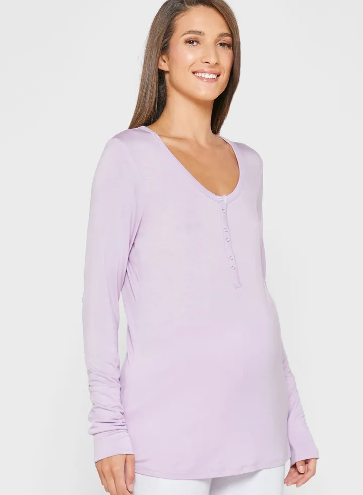 Sleep Recovery Maternity Henley Top