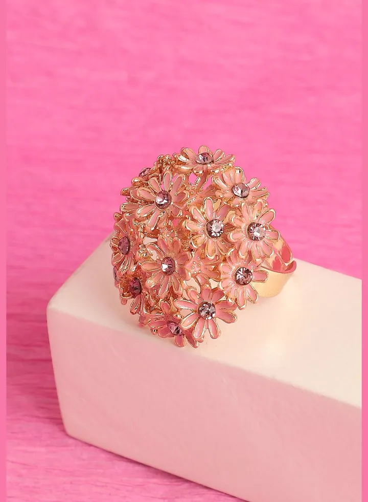 Gold Plated Party Designer Stone Ring For Women