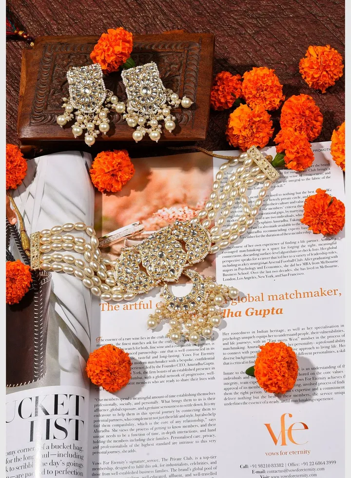 Gold Plated Designer Stone Beaded Necklace and Earring Set