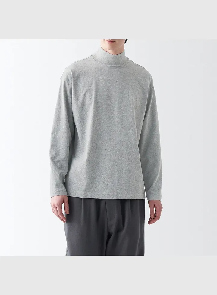 Brushed Jersey High Neck Long sleeve T-Shirt