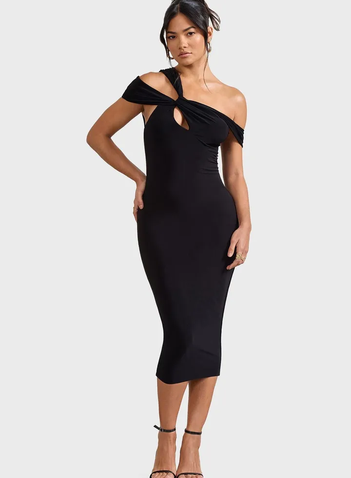 Bardot Tie Detail Dress