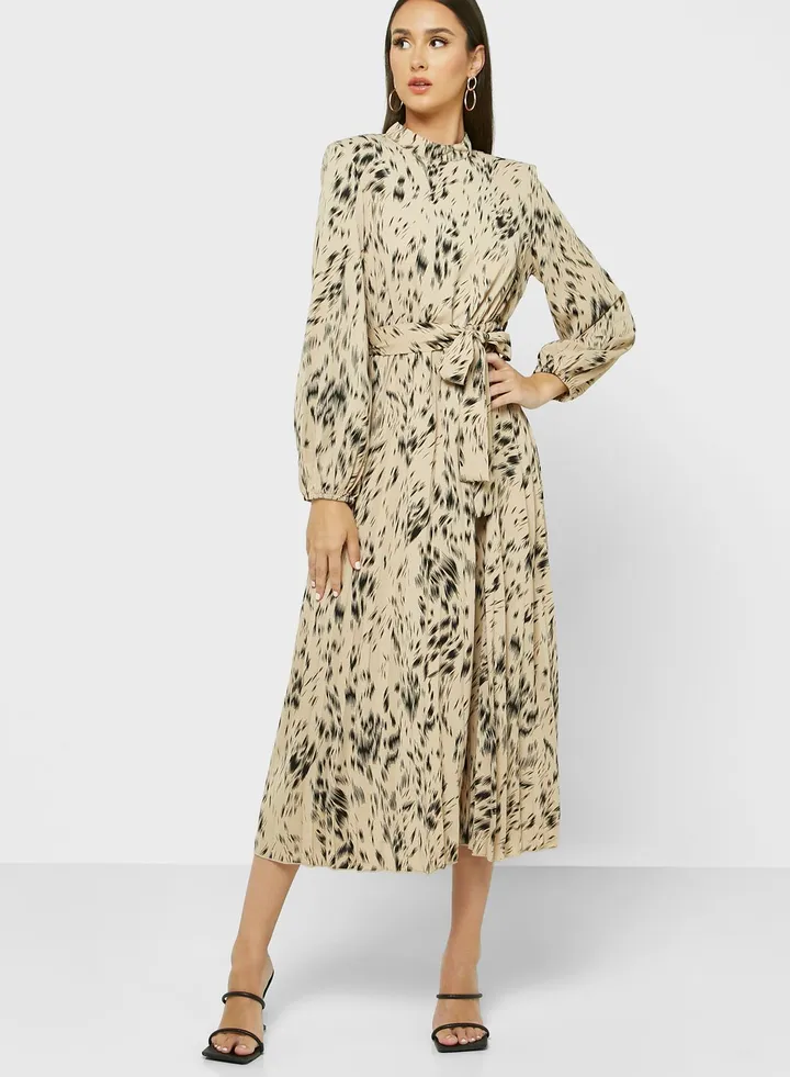 Printed Dress With Pleats