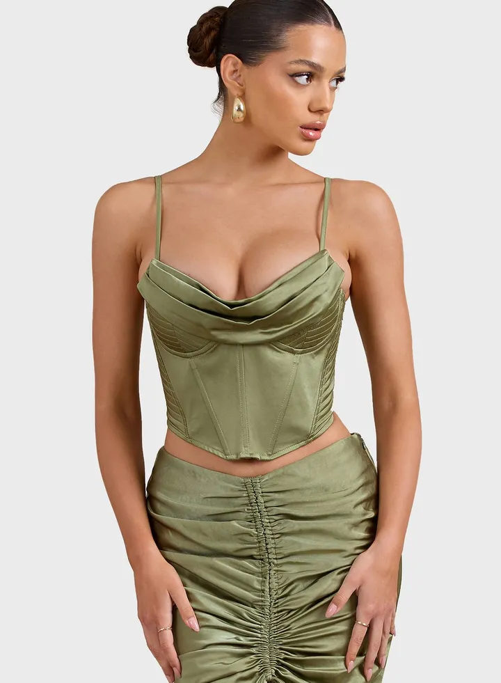 Cowl Neck Strappy Crop Top