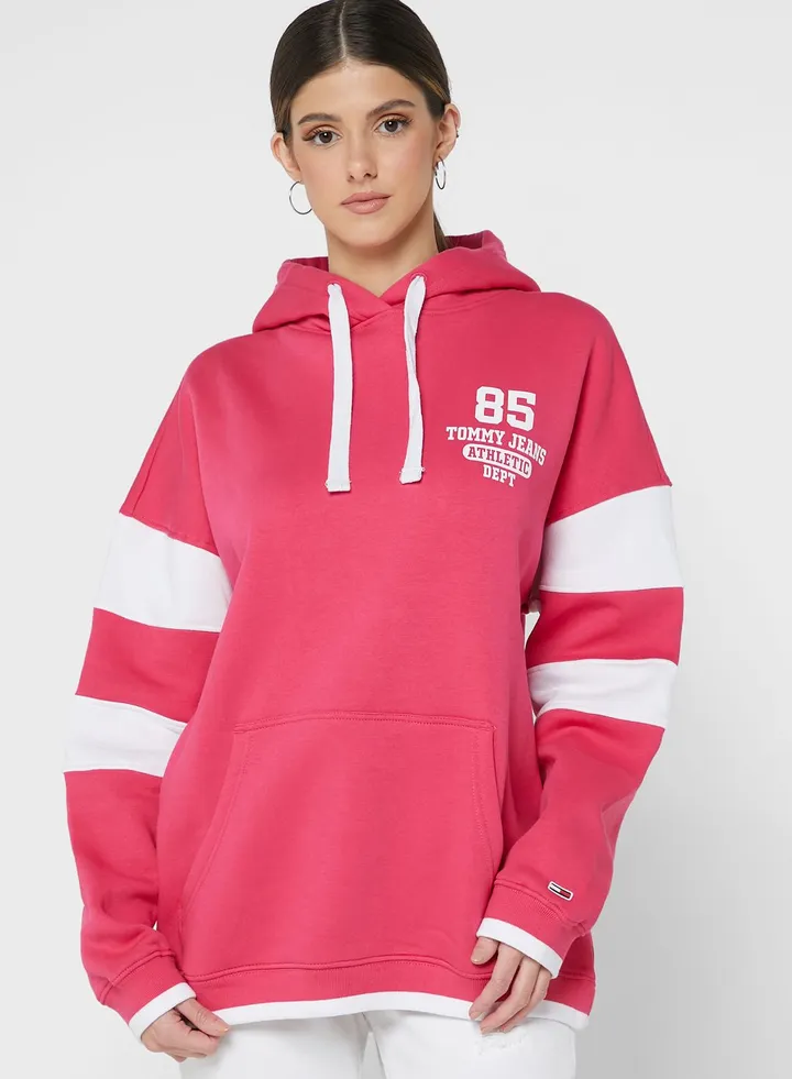 Stripe Detail Logo Hoodie