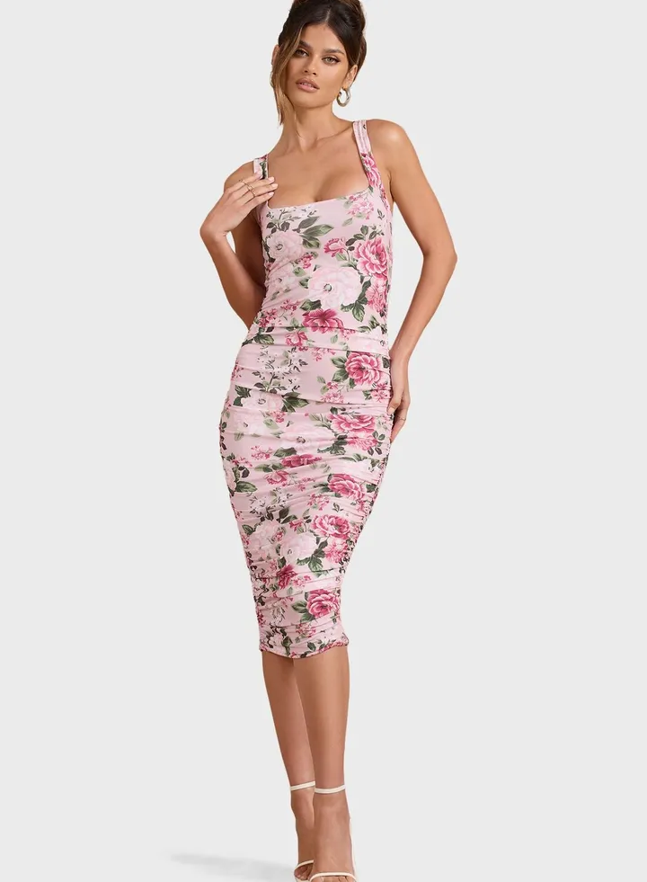 Square Neck Floral Printed Dress