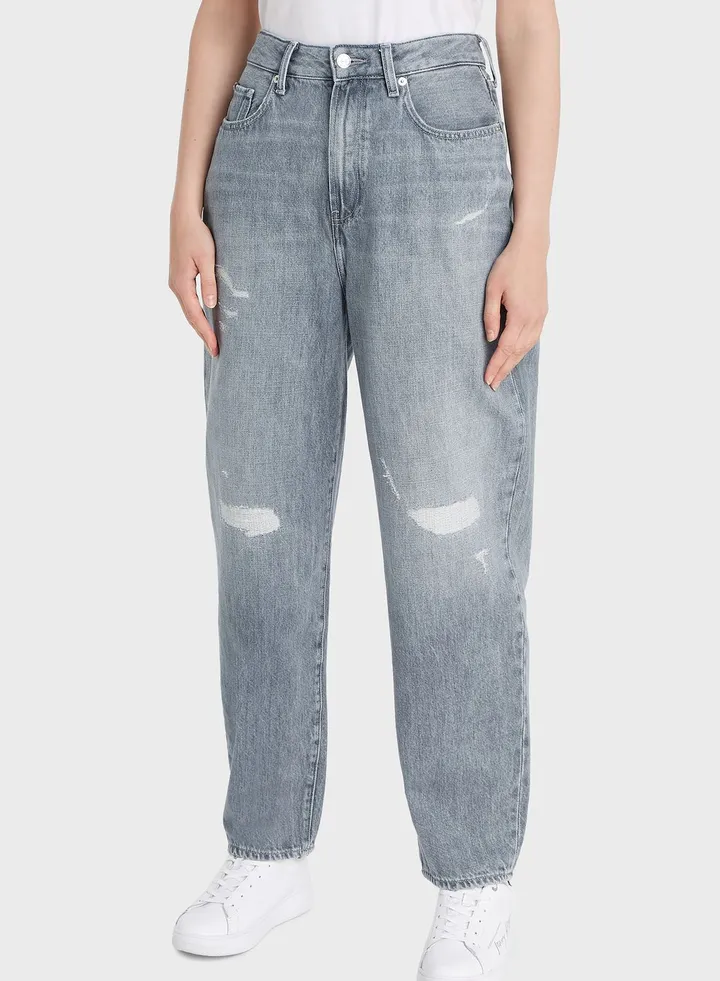 Ripped Straight Jeans