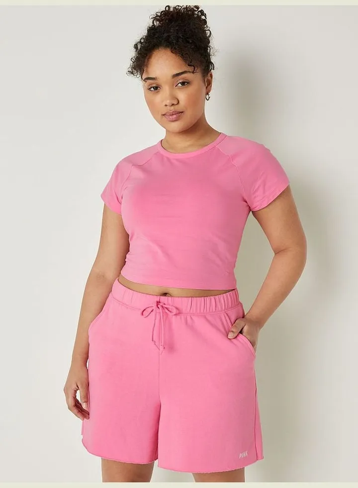 Cotton Short-Sleeve Raglan Crop Top