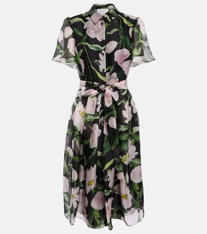 Floral silk midi dress