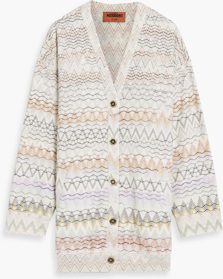 Jacquard-knit cotton cardigan
